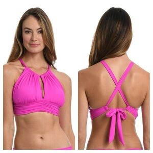 LA BLANCA Island Goddess High Neck Midkini Top - Orchid  size 8 NWT